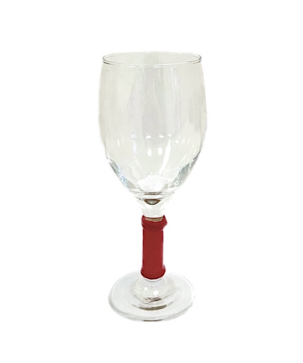 TAÇA DE VINHO COM BAMBU VERMELHO 06 UNIDADES