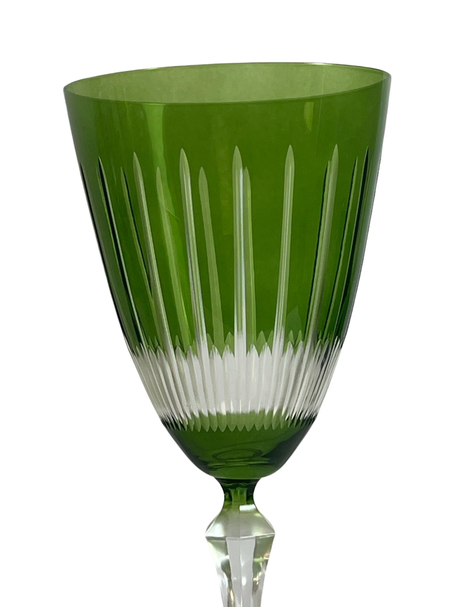 TAÇA PARA ÁGUA VERDE CANELADA DE CRISTAL