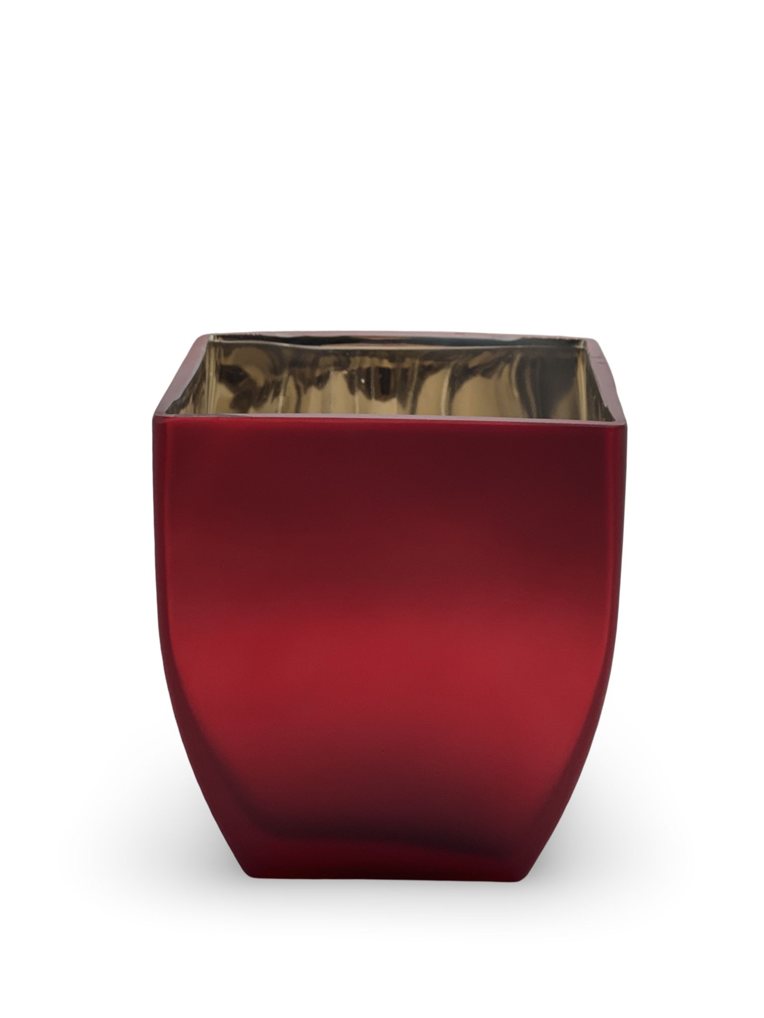 VASO DE VIDRO VERMELHO COM DOURADO