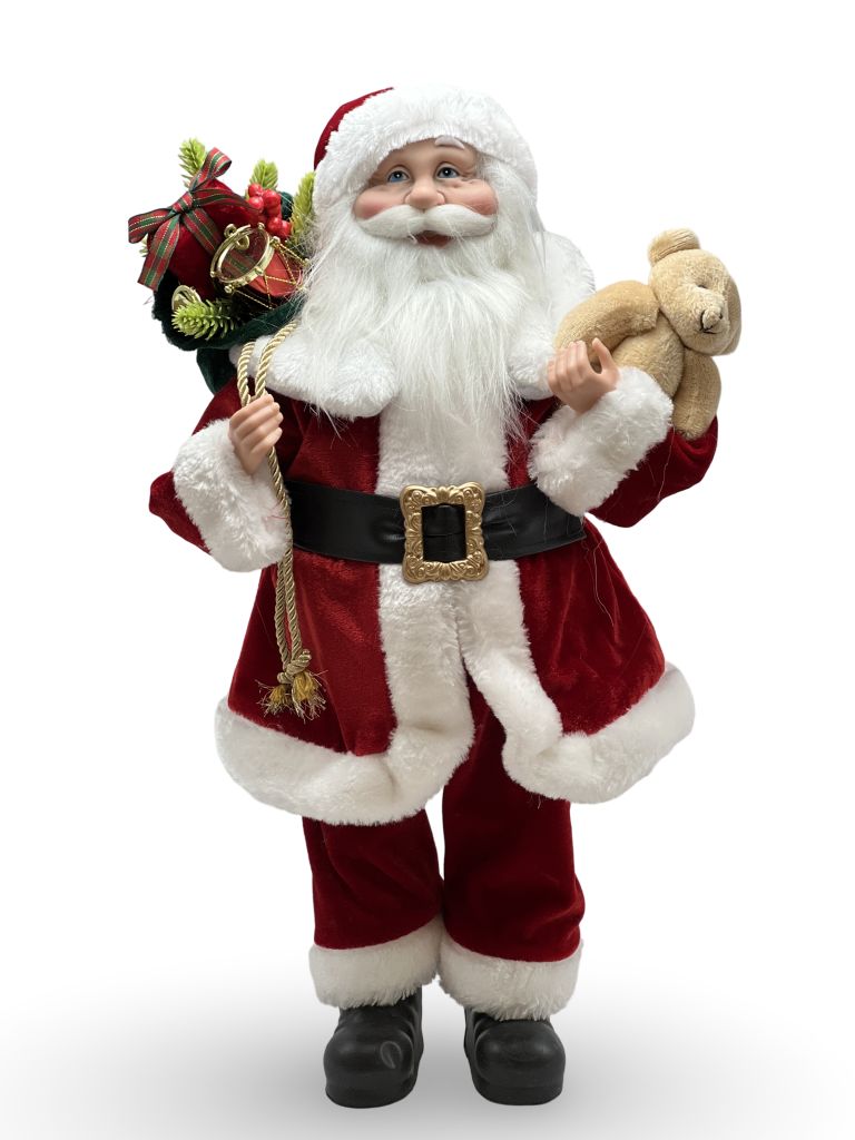 PAPAI NOEL VERMELHO COM URSO E PRESENTES